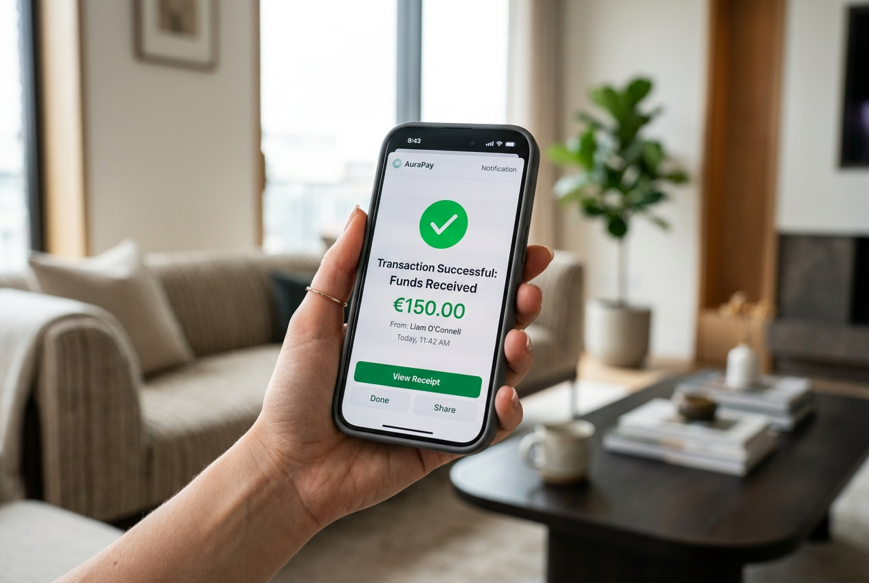 Smartphone showing a successful instant casino withdrawal notification.
