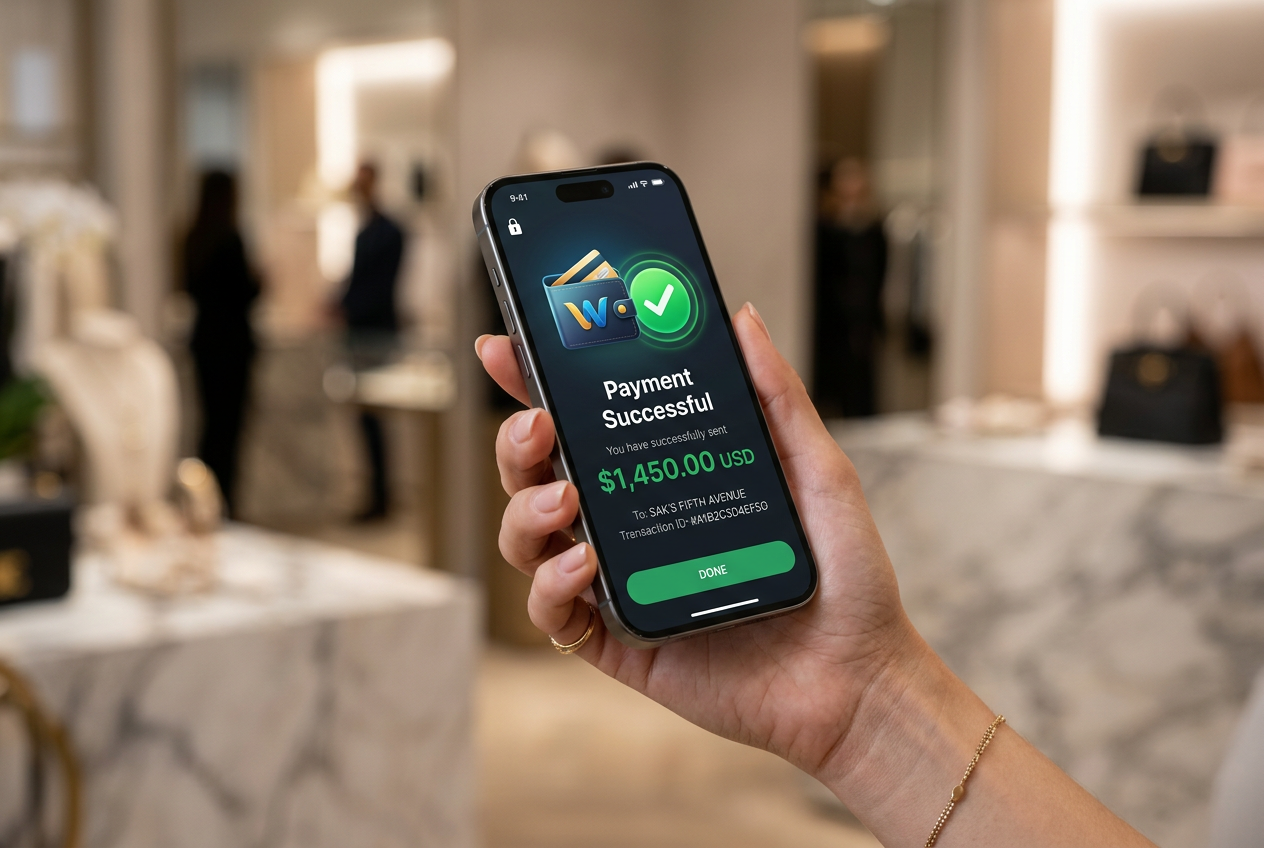 A smartphone screen with a successful withdrawal notification.